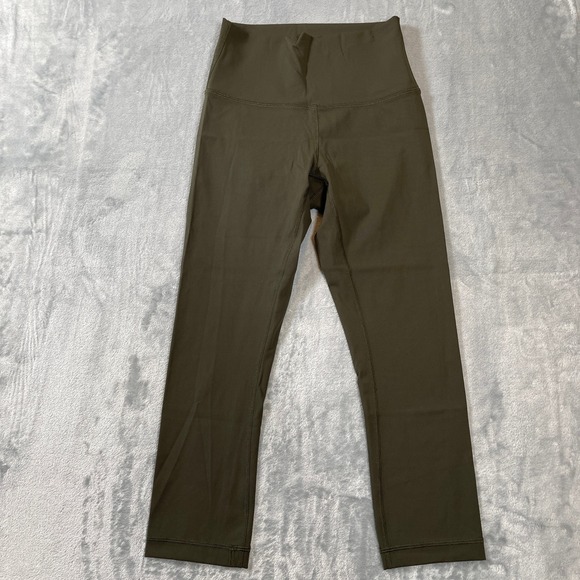 Lululemon Pants - Lululemon High Rise Cropped Leggings Dark Olive Green Size 2 21 Inch Inseam